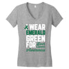 i wear emerald green for liver cancer awareness Women's V-Neck T-Shirt