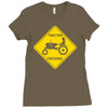tractor crossing farmer's road warning sign Ladies Fitted T-Shirt