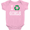 i recycle girls slogan text funny baseball jersey Baby Onesie