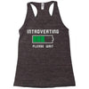 low battery introvert pun humor Racerback Tank