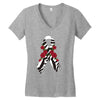 carcinoid cancer ribbon and rose Women's V-Neck T-Shirt