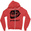 problem trollface troll face slogan internet meme t shirt2 Zipper Hoodie