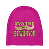 funny black mustache may the stache be with you Baby Beanies