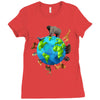 animal polygon around the planet Ladies Fitted T-Shirt