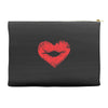 lip print heart Accessory Pouches