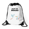 Baby On Board with Stork Drawstring Bags