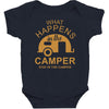 what happens in camper stays in camper vintage style camp funny Baby Bodysuit