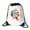 American Flag Q Fire Drawstring Bags