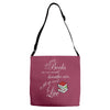 she reads books to live book lover Adjustable Strap Totes