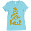 uomo dakar stampa oro moto deserto parigi africa sport Ladies Fitted T-Shirt