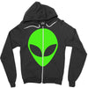 uomo alieno ufo stampa verde fluo divertente mitiche Zipper Hoodie