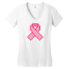 Pixeled Pink Ribbon Women's V-Neck T-Shirt