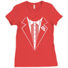 tuxedo wedding marriage prom holiday fancy dress cool geek nerd Ladies Fitted T-Shirt