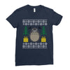 totoro ugly christmas Ladies Fitted T-Shirt