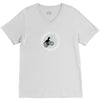 Dinosaur Riding A Bike To The Moon V-Neck Tee