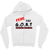 the goat white t shirt greatest of all time basketball baseball footba Zipper Hoodie