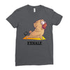yoga pug exhale Ladies Fitted T-Shirt
