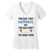 you can't buy happiness, but you can adopt a cat and that's pretty muc Women's V-Neck T-Shirt