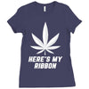 Support Lung Cancer Awareness With A White Cannabis Leaf Ladies Fitted T-Shirt