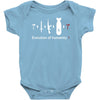 funny darwin evolution of humanity military army warfare Baby Onesie