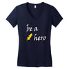 be a hero logo white Women's V-Neck T-Shirt
