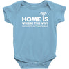 home is where the wifi funny Baby Onesie