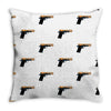 black gold gun pullover Throw Pillow