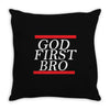 new  god first bro  t shirt religious humor lord tee Throw Pillow