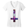 inverted galaxy cross funny  religion banter space fashion new Women's V-Neck T-Shirt