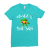 world's best sister with flowers. Ladies Fitted T-Shirt