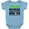 Vegan Because Plant Powered Badass Baby Onesie
