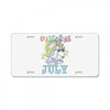 unicorns are born in july cute unicorn License Plate