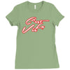 c'est la vie neon slogan Ladies Fitted T-Shirt