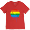 rainbow colored stripes dot running splashes V-Neck Tee