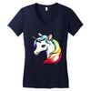 rainbow unicorn Women's V-Neck T-Shirt