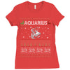 aquarius christmas ugly sweater Ladies Fitted T-Shirt