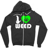 i love weed fun Zipper Hoodie