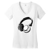 headphones black humor Women's V-Neck T-Shirt