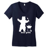 bear grills bbq funny Women's V-Neck T-Shirt
