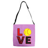 love softball Adjustable Strap Totes