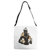 king of kittens Adjustable Strap Totes
