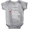 in the garage working on my honda Baby Onesie
