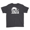 vinyl junkie white logo Youth Tee