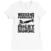 weekend rugby forecast beer pub drink Ladies Fitted T-Shirt