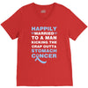 happily married to a man kicking the crap outta stomach cancer V-Neck Tee