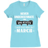 never underestimate an old man who was born in march Ladies Fitted T-Shirt