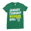 January February Michigan April - March Madness Basketball Ladies Fitted T-Shirt