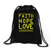 faith, hope and love Drawstring Bags
