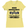 never underestimate an old man who was born in november Ladies Fitted T-Shirt