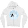 Biker Dinosaur - Dinosaur Riding A Bike To The Moon Zipper Hoodie